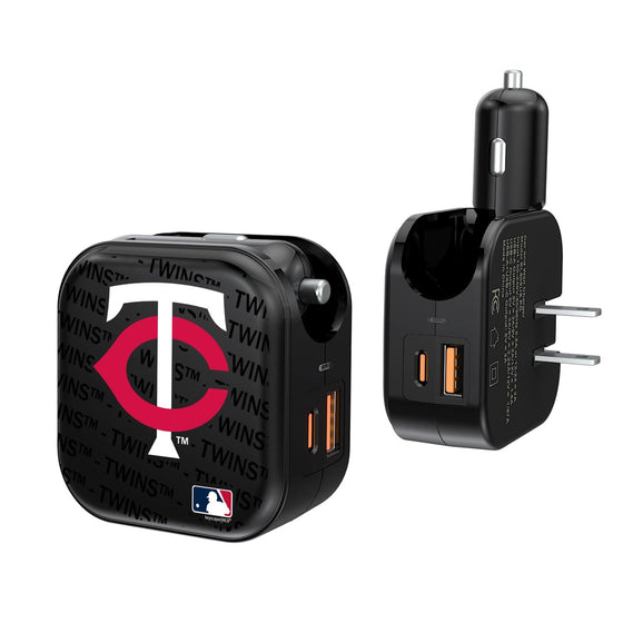 Minnesota Twins Blackletter 2 in 1 USB A/C Charger - 757 Sports Collectibles
