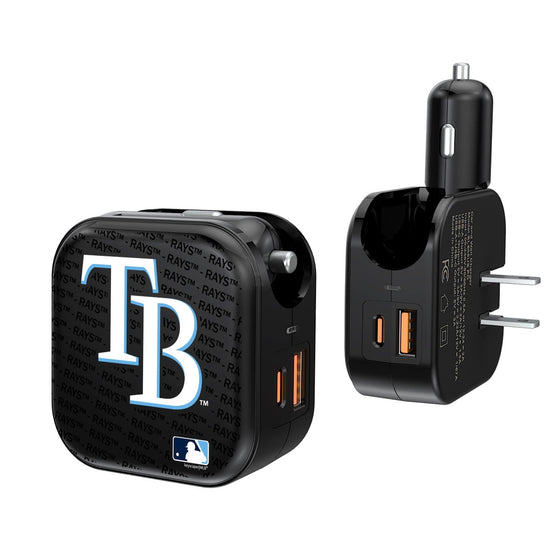 Tampa Bay Rays Blackletter 2 in 1 USB A/C Charger - 757 Sports Collectibles