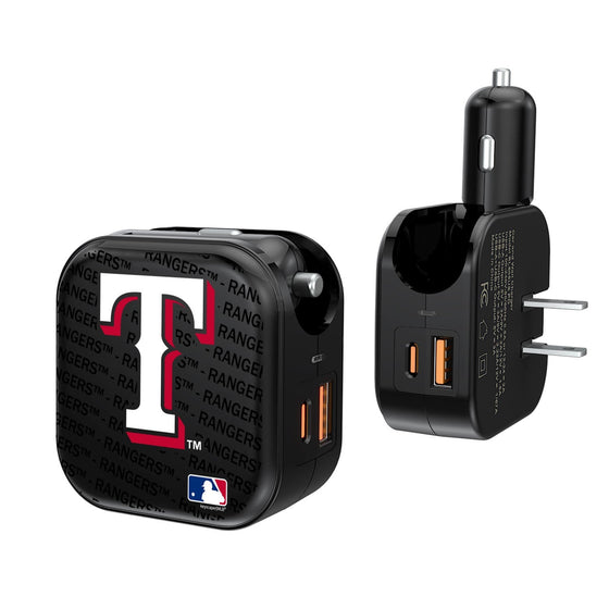 Texas Rangers Blackletter 2 in 1 USB A/C Charger - 757 Sports Collectibles