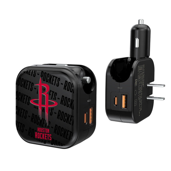 Houston Rockets Blackletter 2 in 1 USB A/C Charger-0