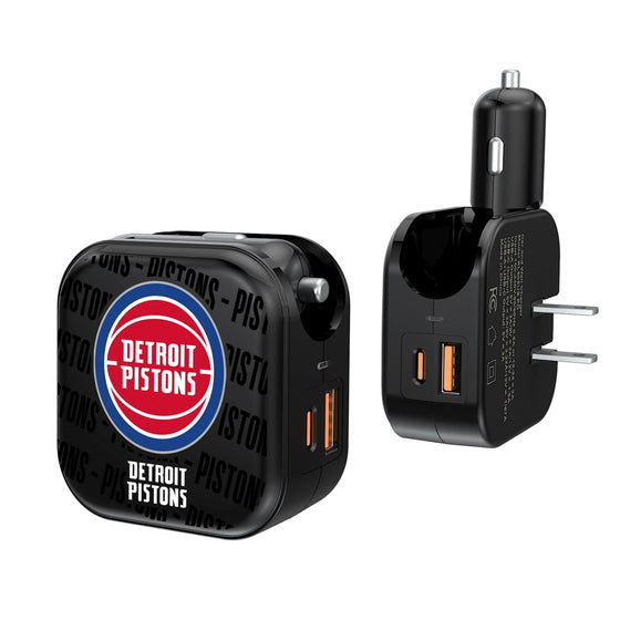 Detroit Pistons Blackletter 2 in 1 USB A/C Charger-0