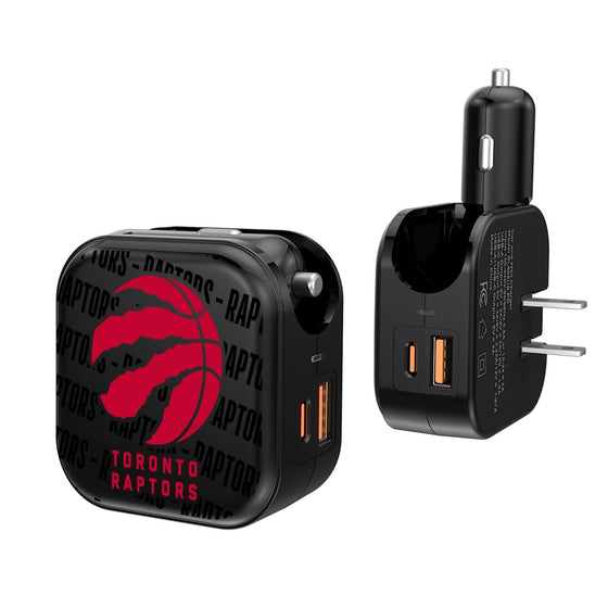 Toronto Raptors Blackletter 2 in 1 USB A/C Charger-0