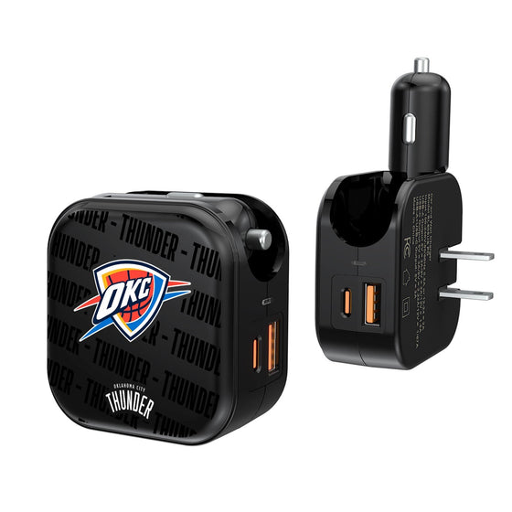 Oklahoma City Thunder Blackletter 2 in 1 USB A/C Charger-0