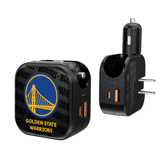 Golden State Warriors Blackletter 2 in 1 USB A/C Charger-0