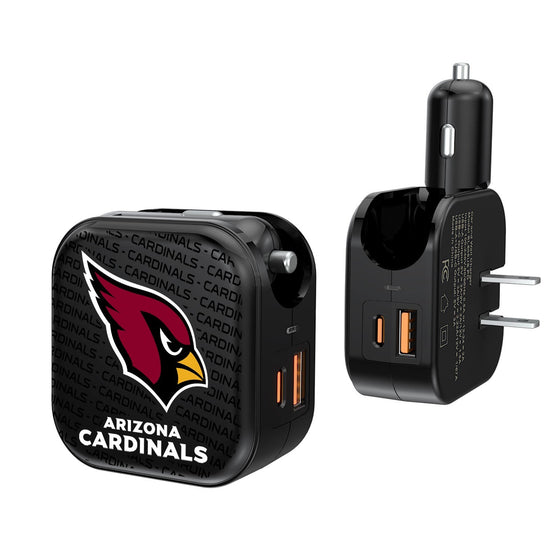 Arizona Cardinals Blackletter 2 in 1 USB A/C Charger - 757 Sports Collectibles