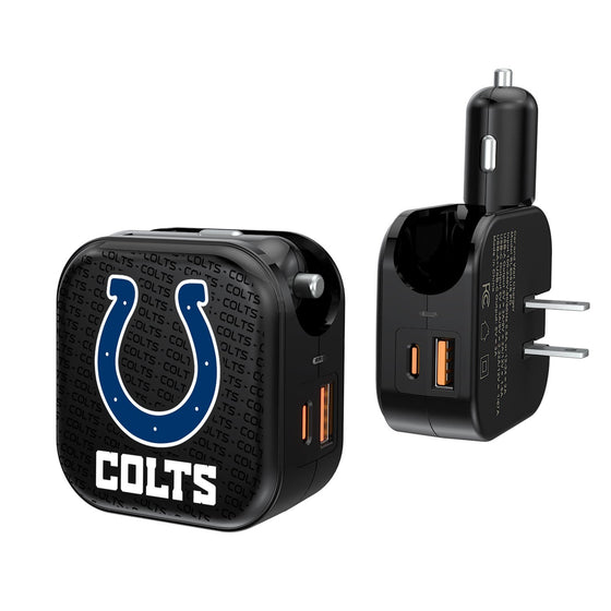 Indianapolis Colts Blackletter 2 in 1 USB A/C Charger - 757 Sports Collectibles