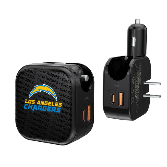 Los Angeles Chargers Blackletter 2 in 1 USB A/C Charger - 757 Sports Collectibles