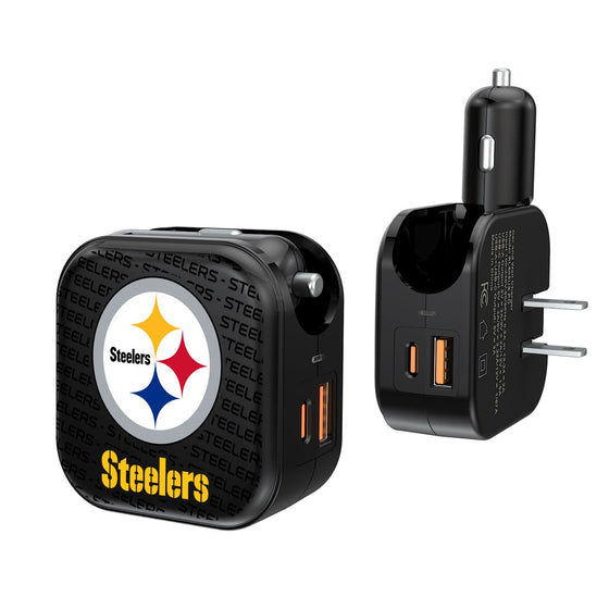 Pittsburgh Steelers Blackletter 2 in 1 USB A/C Charger - 757 Sports Collectibles
