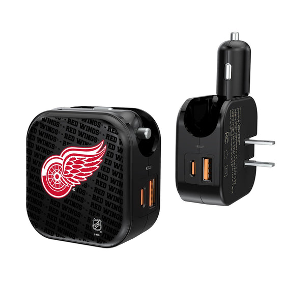 Detroit Red Wings Blackletter 2 in 1 USB A/C Charger-0
