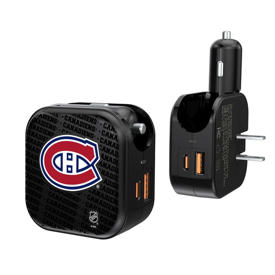 Montreal Canadiens Blackletter 2 in 1 USB A/C Charger-0