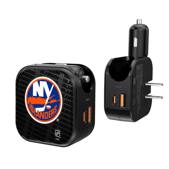 New York Islanders Blackletter 2 in 1 USB A/C Charger-0