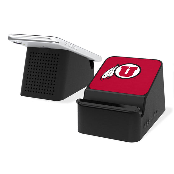 Utah Utes Solid Wireless Charging Station and Bluetooth Speaker-0
