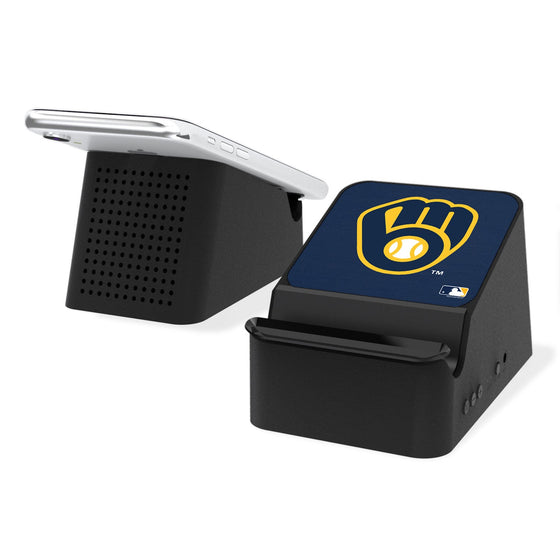 Milwaukee Brewers Solid Wireless Charging Station and Bluetooth Speaker - 757 Sports Collectibles