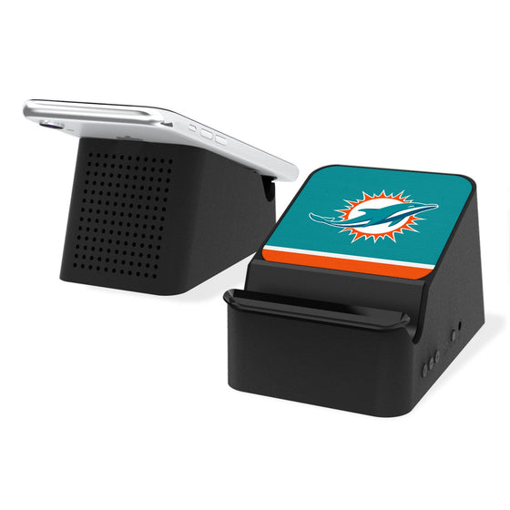 Miami Dolphins Stripe Wireless Charging Station and Bluetooth Speaker - 757 Sports Collectibles