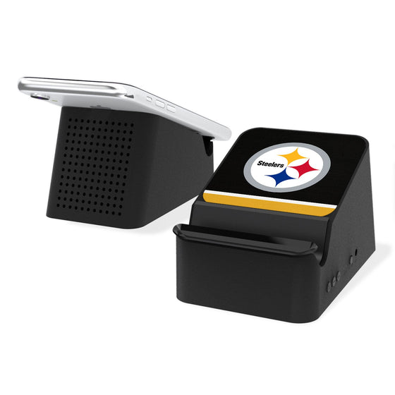 Pittsburgh Steelers Stripe Wireless Charging Station and Bluetooth Speaker - 757 Sports Collectibles