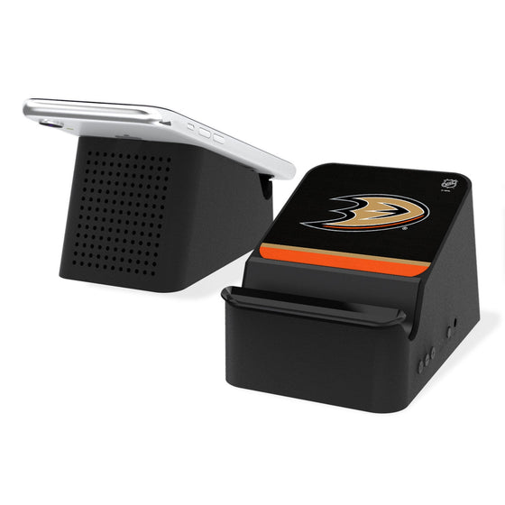 Anaheim Ducks Stripe Wireless Charging Station and Bluetooth Speaker-0