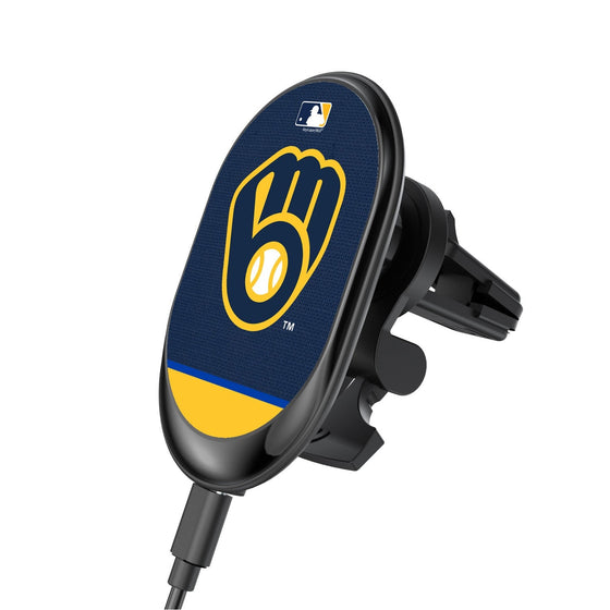 Milwaukee Brewers Solid Wordmark Wireless Car Charger - 757 Sports Collectibles