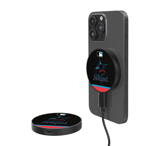 Miami Marlins Stripe 10-Watt Wireless Magnetic Charger - 757 Sports Collectibles