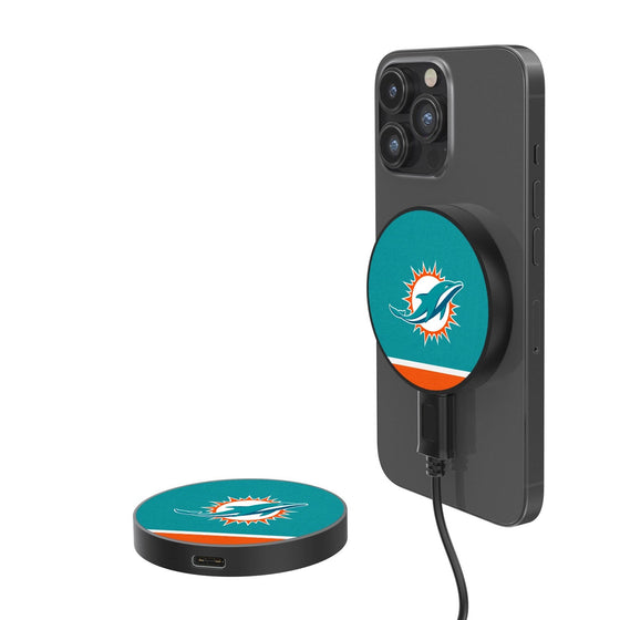 Miami Dolphins Stripe 10-Watt Wireless Magnetic Charger - 757 Sports Collectibles