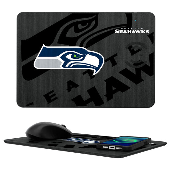 Seattle Seahawks Tilt 15-Watt Wireless Charger and Mouse Pad - 757 Sports Collectibles