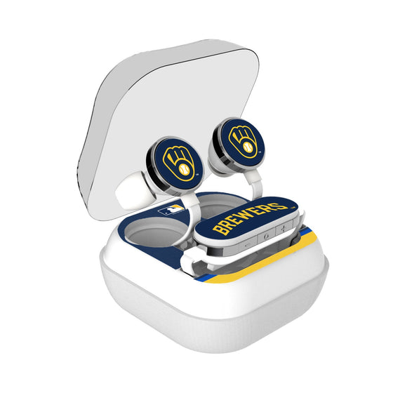Milwaukee Brewers Stripe Wireless Earbuds - 757 Sports Collectibles