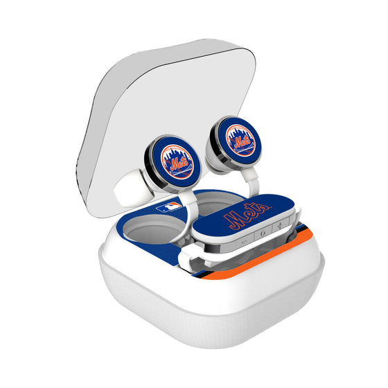 New York Mets Stripe Wireless Earbuds - 757 Sports Collectibles