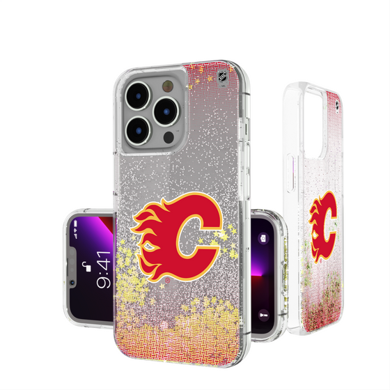 Calgary Flames Linen Glitter Phone Case-0