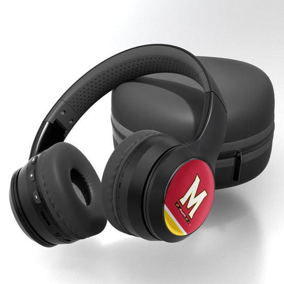 Maryland Terrapins Stripe Wireless Over-Ear BT Headphones With Case-0