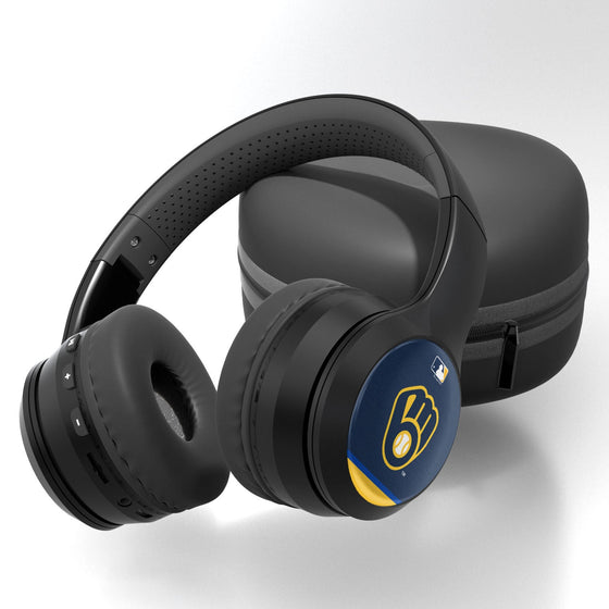 Milwaukee Brewers Stripe Wireless Over-Ear Bluetooth Headphones - 757 Sports Collectibles