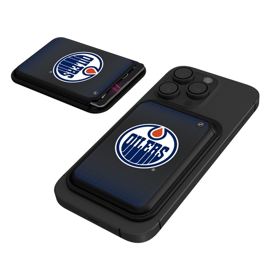 Edmonton Oilers Linen Black Magnetic Credit Card Wallet-0