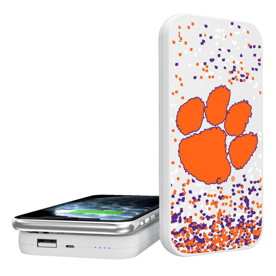 Clemson Tigers Confetti 5000mAh Portable Wireless Charger-0