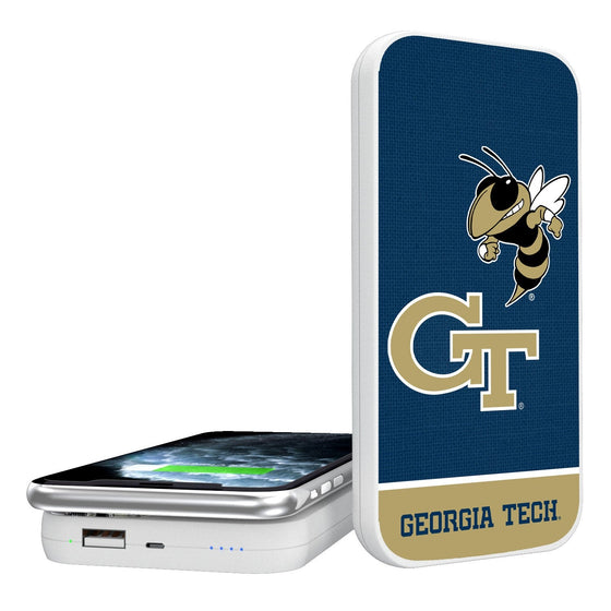 Georgia Tech Yellow Jackets Solid Wordmark 5000mAh Portable Wireless Charger-0