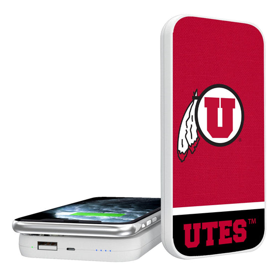 Utah Utes Solid Wordmark 5000mAh Portable Wireless Charger-0
