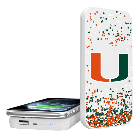 Miami Hurricanes Confetti 5000mAh Portable Wireless Charger-0