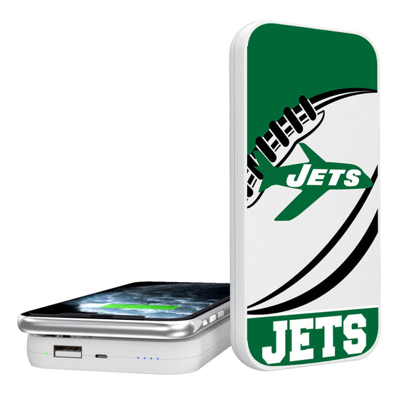 New York Jets 1963 Historic Collection Passtime 5000mAh Portable Wireless Charger - 757 Sports Collectibles