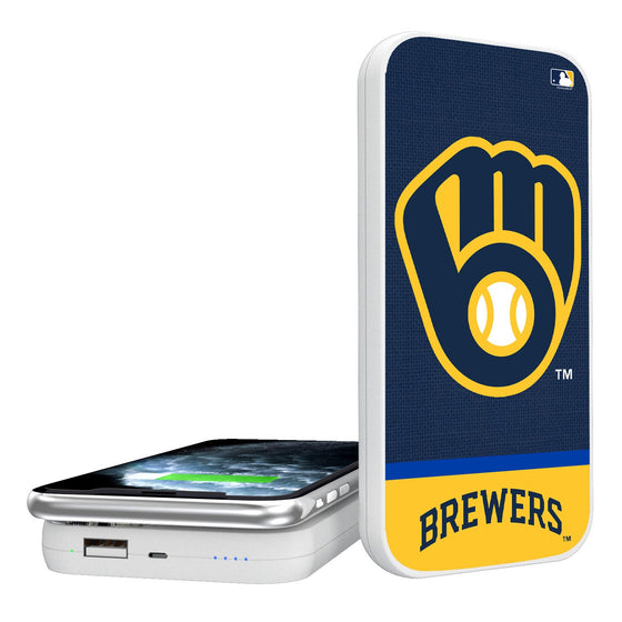 Milwaukee Brewers Solid Wordmark 5000mAh Portable Wireless Charger - 757 Sports Collectibles