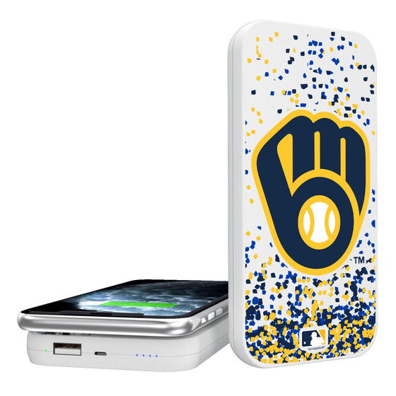 Milwaukee Brewers Confetti 5000mAh Portable Wireless Charger - 757 Sports Collectibles