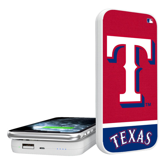 Texas Rangers Solid Wordmark 5000mAh Portable Wireless Charger - 757 Sports Collectibles