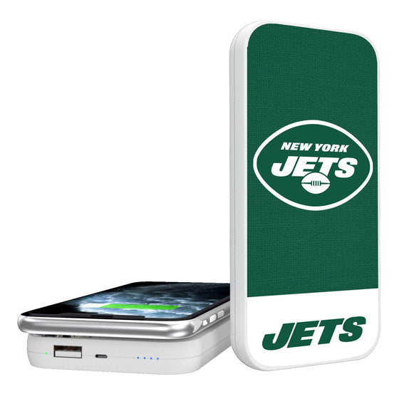 New York Jets Solid Wordmark 5000mAh Portable Wireless Charger - 757 Sports Collectibles