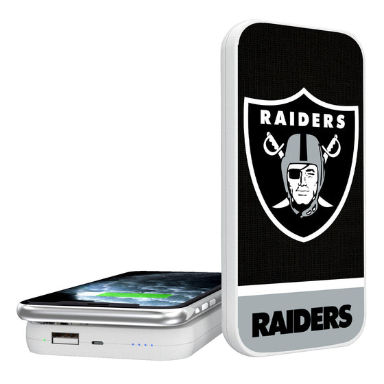 Oakland Raiders Solid Wordmark 5000mAh Portable Wireless Charger - 757 Sports Collectibles