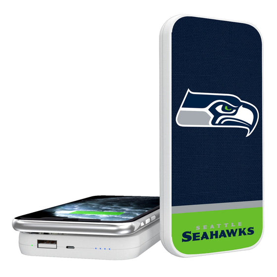 Seattle Seahawks Solid Wordmark 5000mAh Portable Wireless Charger - 757 Sports Collectibles