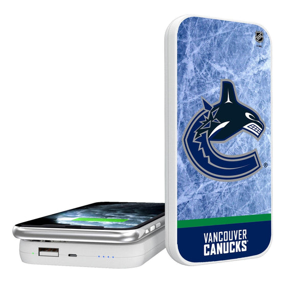 Vancouver Canucks Ice Wordmark 5000mAh Portable Wireless Charger-0