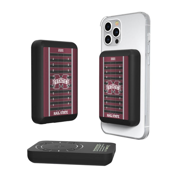Mississippi State Bulldogs Football Field Wireless Mag Power Bank-0