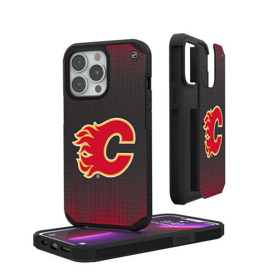 Calgary Flames Linen Rugged Phone Case-0