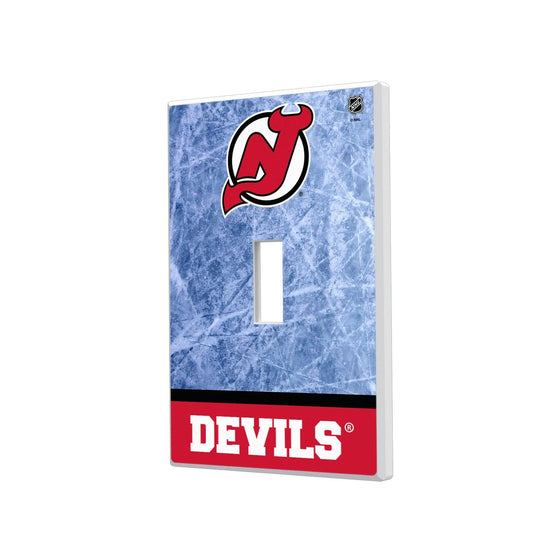 New Jersey Devils Ice Wordmark Hidden-Screw Light Switch Plate-0