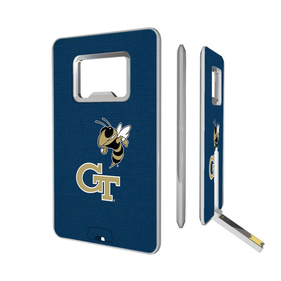 Georgia Tech Yellow Jackets Solid Credit Card USB Drive with Bottle Opener 16GB-0