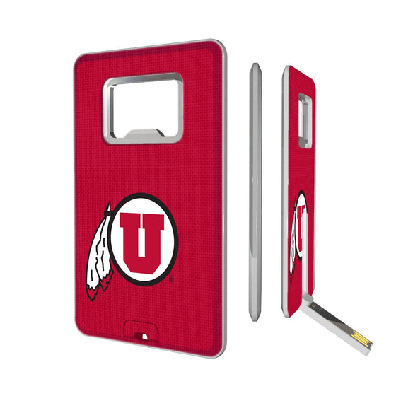 Utah Utes Solid Credit Card USB Drive with Bottle Opener 16GB-0
