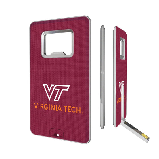Virginia Tech Hokies Solid Credit Card USB Drive with Bottle Opener 16GB-0