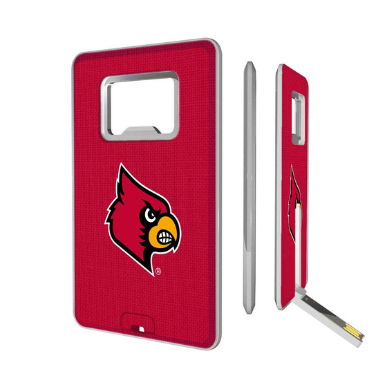 Louisville Cardinals Solid Credit Card USB Drive with Bottle Opener 32GB-0