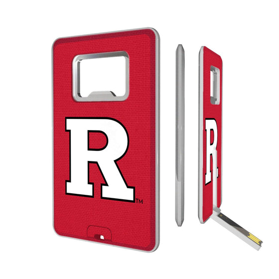 Rutgers Scarlet Knights Solid Credit Card USB Drive with Bottle Opener 32GB-0
